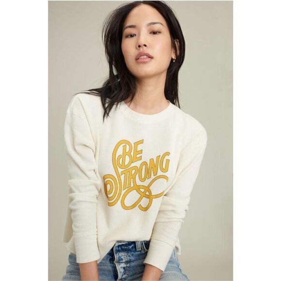 Anthropologie Be Strong Thermal Graphic Top - Picture 1 of 10